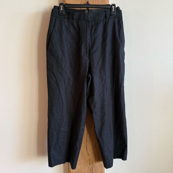 Favorite Daughter The Bea Pant Linen Blend Ankle Straight Trouser Black Size 6 - Picture 4 of 11